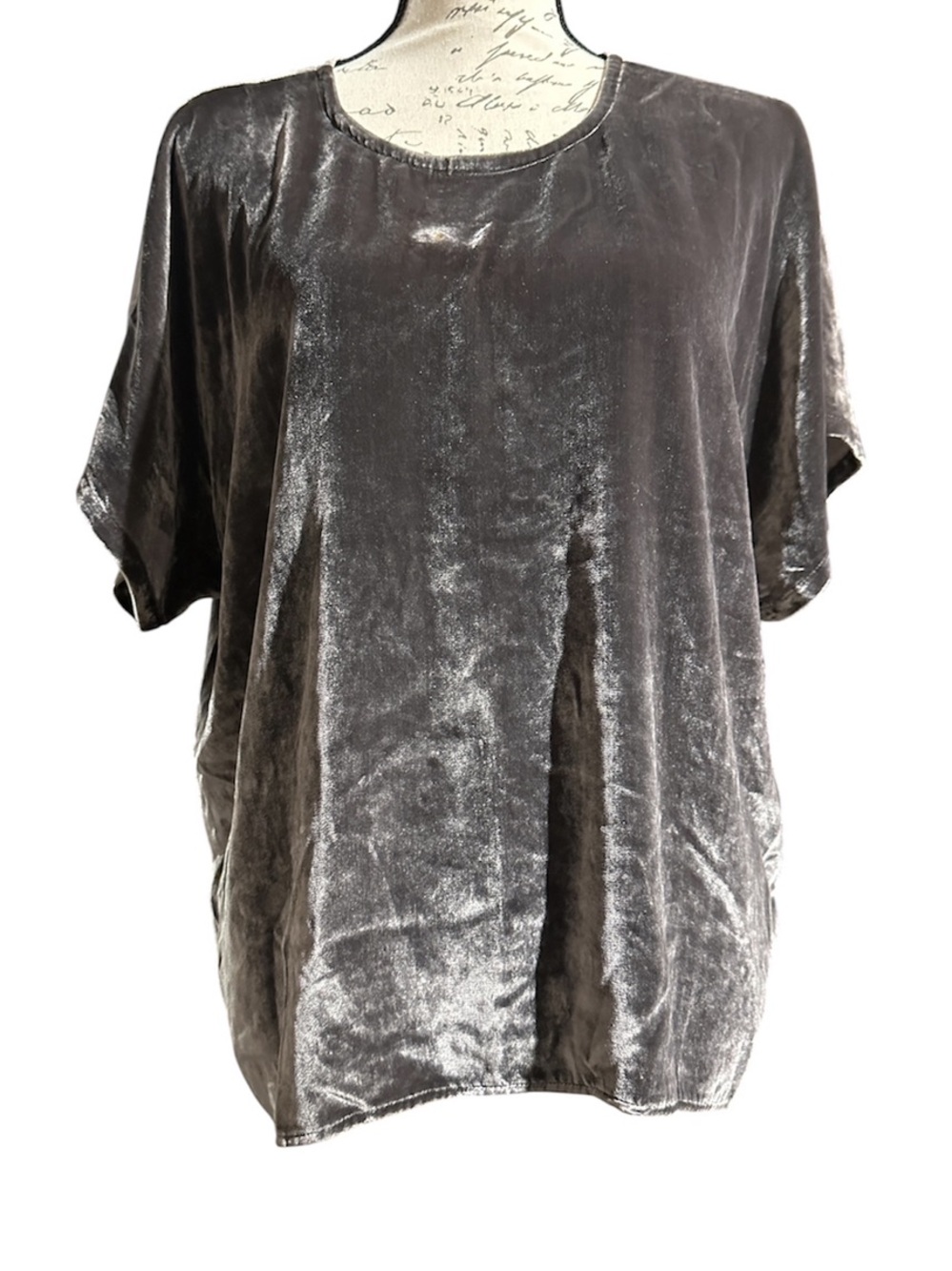 Madewell Gray Crushed Velvet Silk Blend Tie Back Top M NWOT